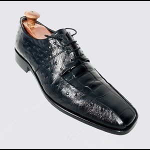 Stacy Adams Leather Textured Ostrich Oxford 10.5M